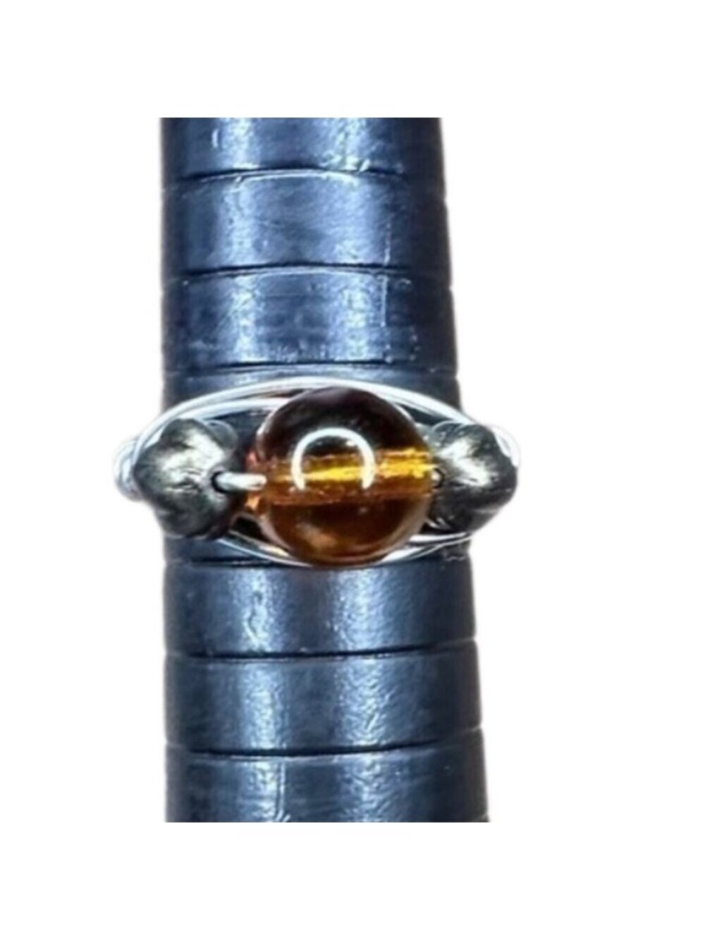 Glass bead handmade wire wrap ring